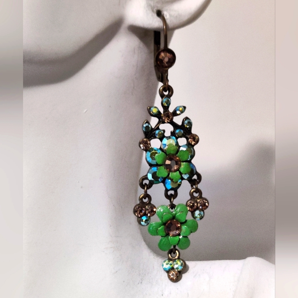 Vintage Michal Negrin Floral Chandelier Earrings
